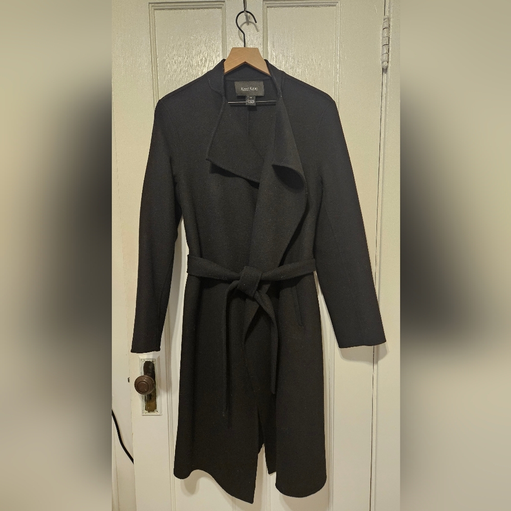 Karen Kane Black Wool Blend Wrap Coat